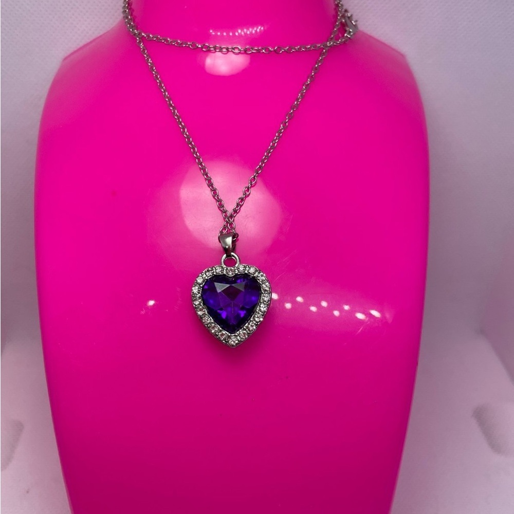Heart-Shaped Purple Pendant Necklace